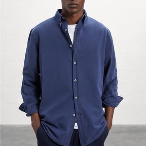 PETER WERTH cotton polo long sleeves navy classic casual t-shirt shirt t…